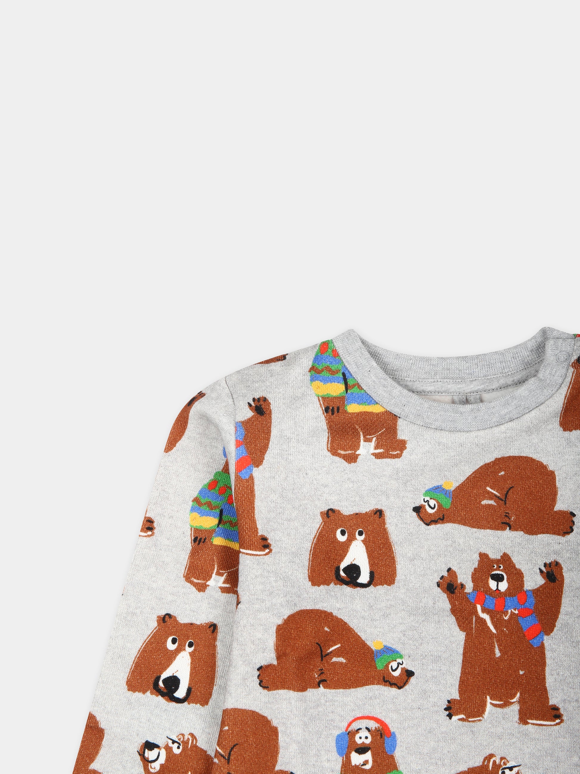 Felpa grigia per neonato con stampa orso,Stella Mccartney Kids,TT4520 Z1464 905MC