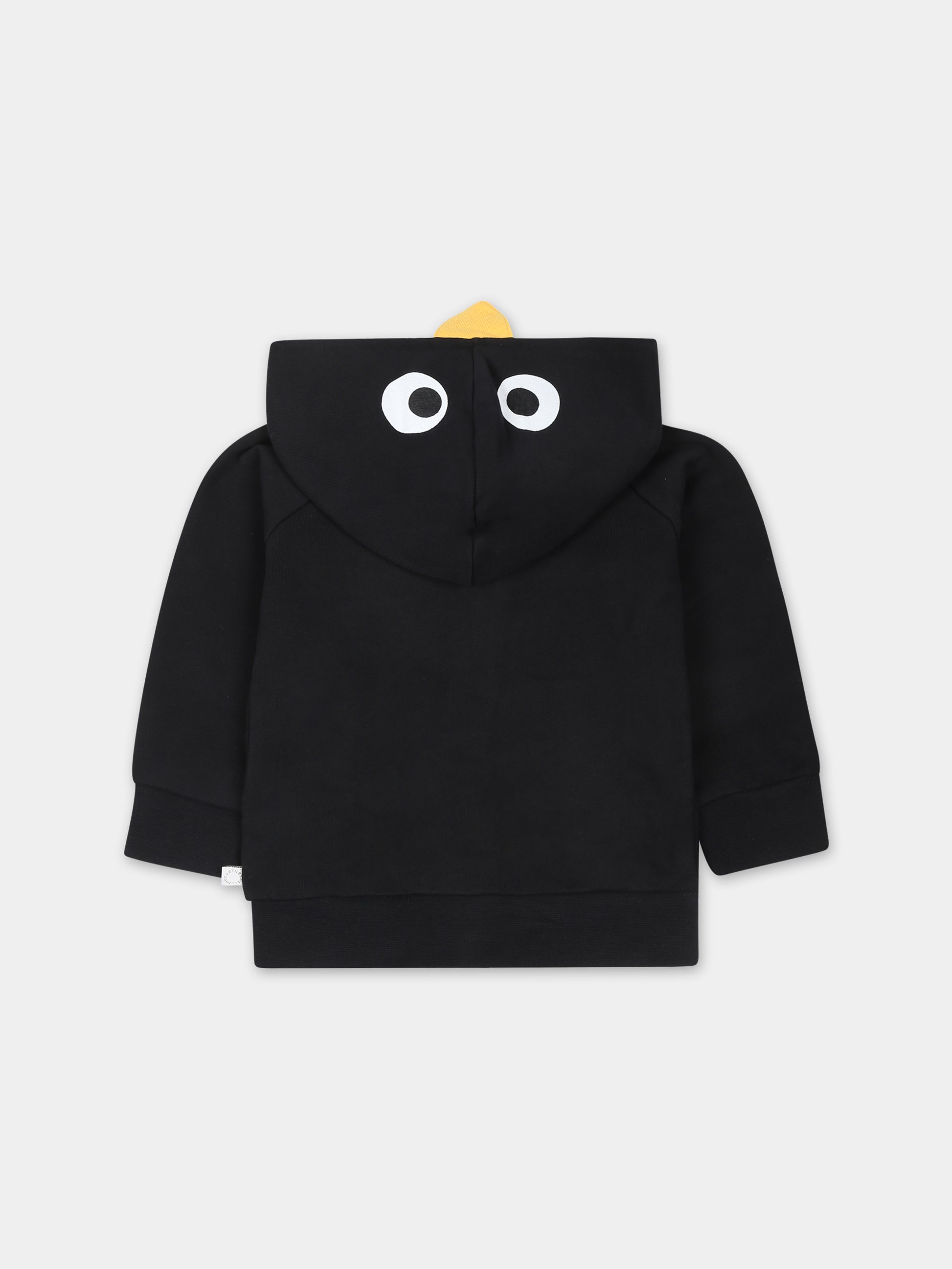 Felpa nera per neonato con stampa pinguino,Stella Mccartney Kids,TT4620 Z0447 930