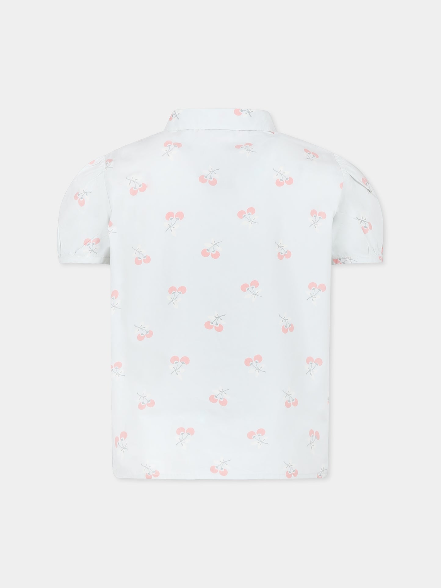 Light blue shirt for girl with cherries
