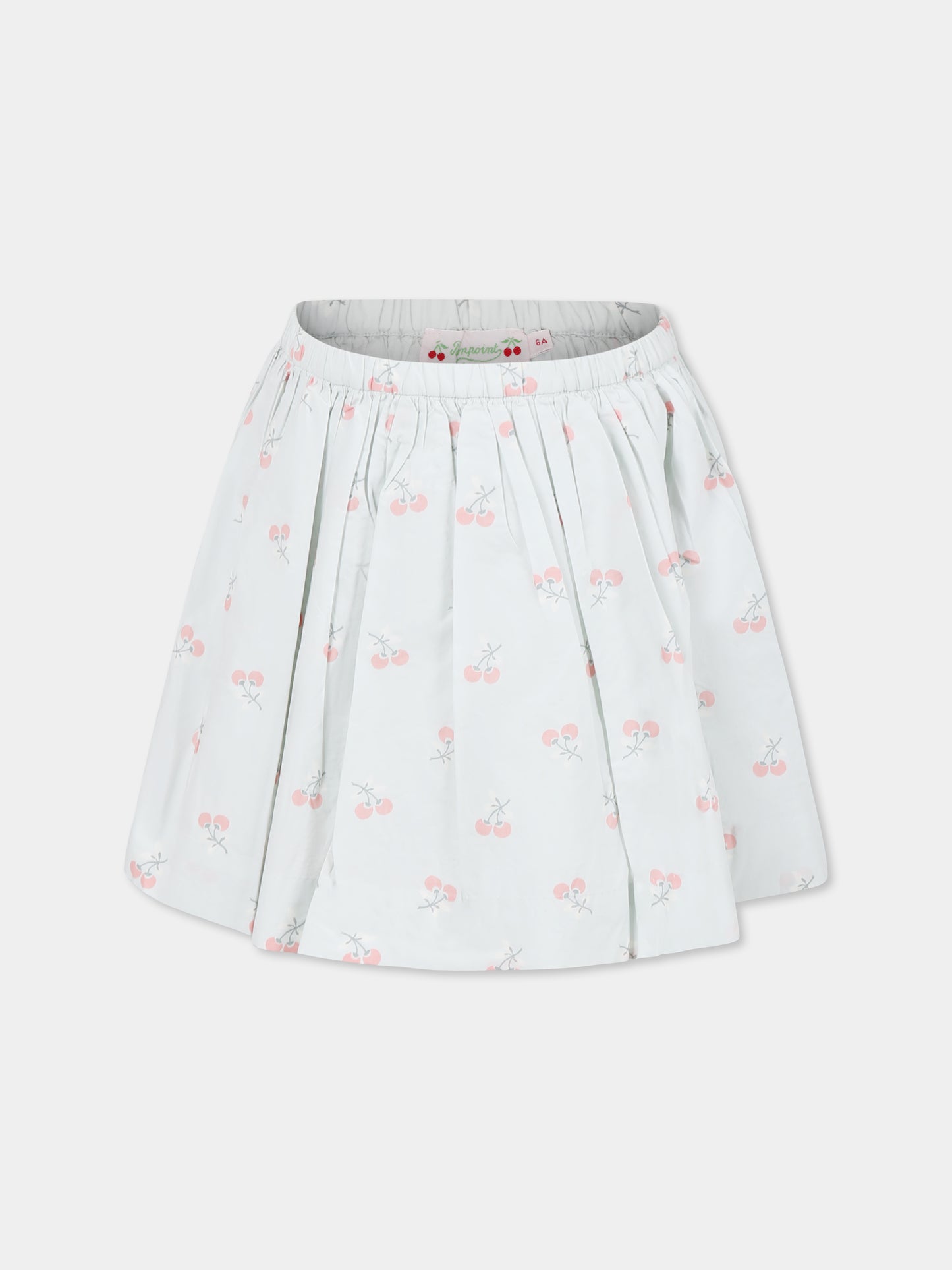 Light blue skirt for girl with cherries