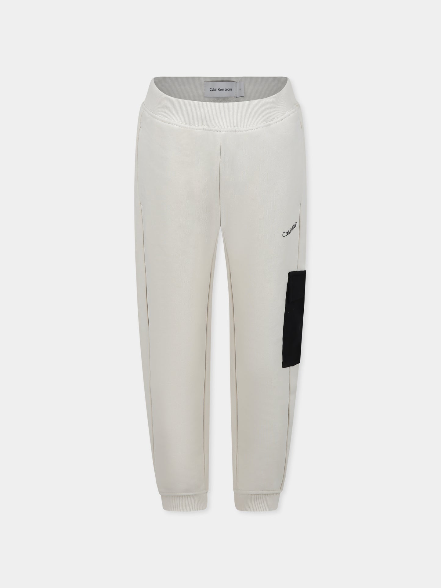 Pantaloni avorio per bambino con logo,Calvin Klein Kids,24F CKIB0IB02349J IB0IB02349 CKS