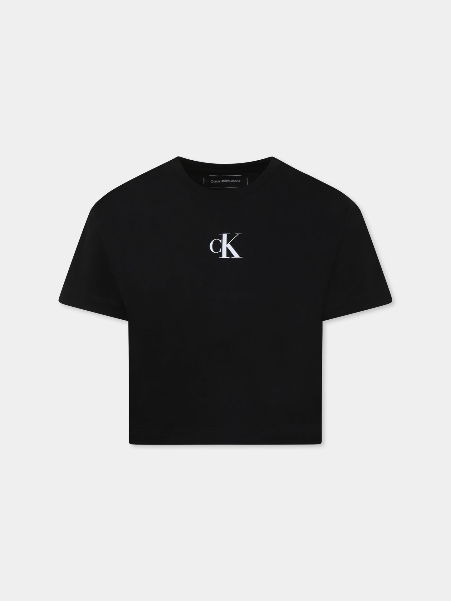 T-shirt nera per bambina con logo,Calvin Klein Kids,24F CKIG0IG02136J IG0IG02136 BEH