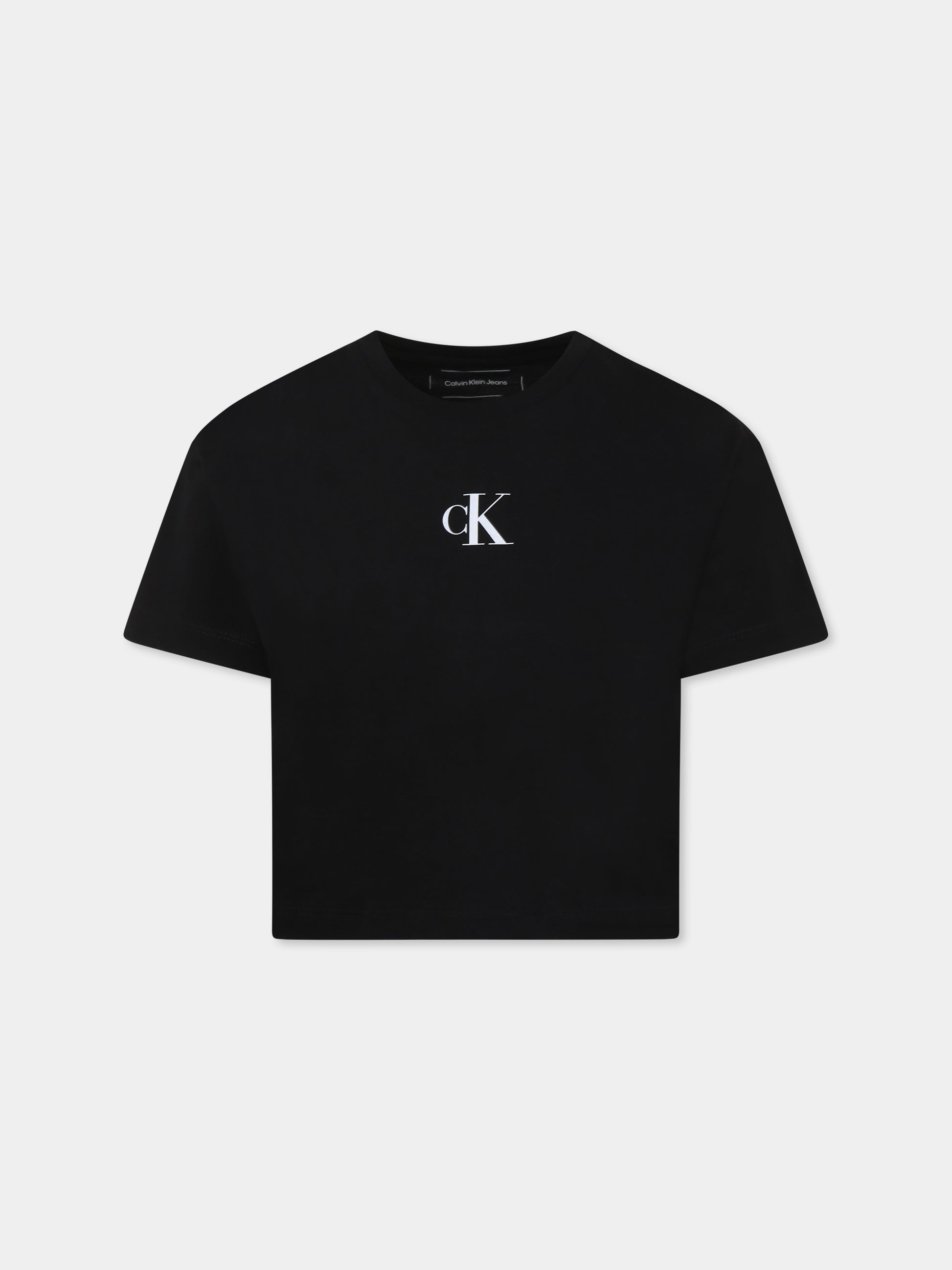 T-shirt nera per bambina con logo,Calvin Klein Kids,24F CKIG0IG02136J IG0IG02136 BEH