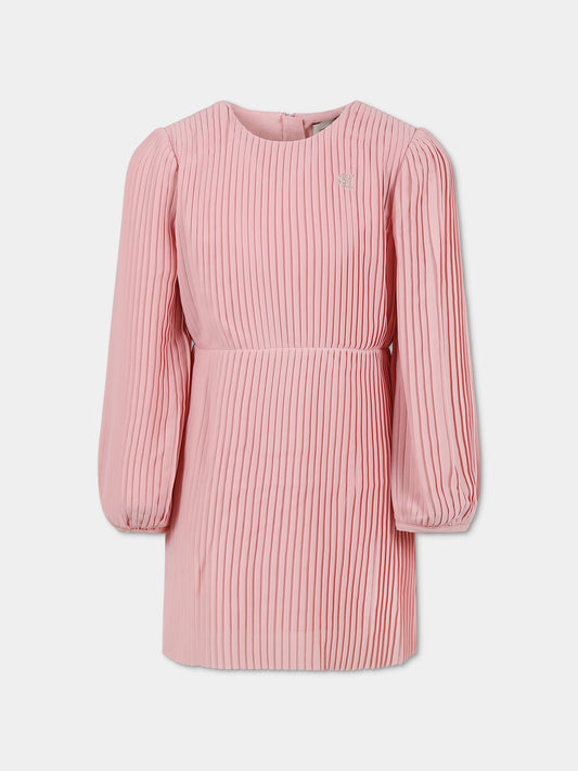 Pink dress for girl with logo