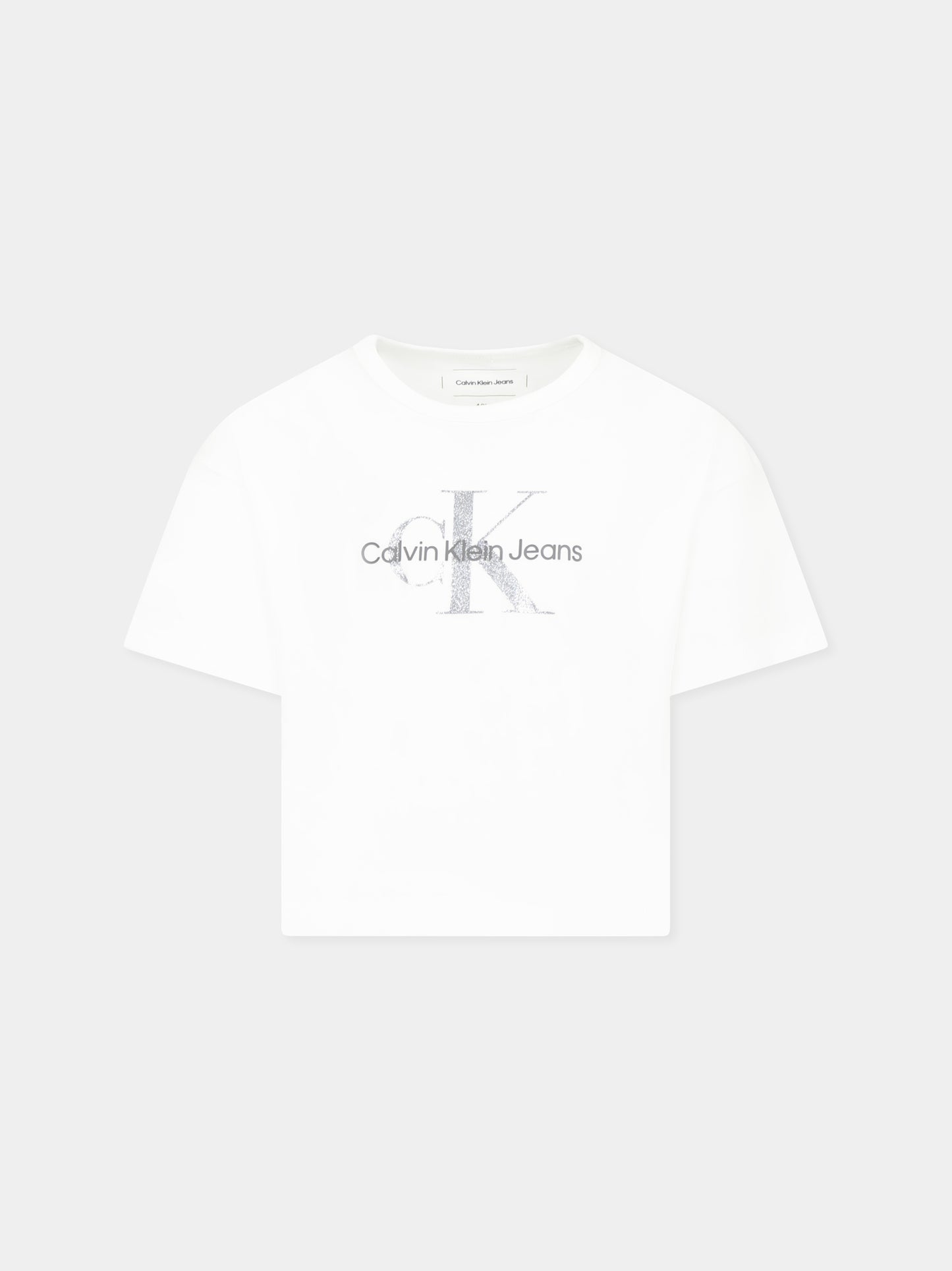 T-shirt bianca per bambina con logo,Calvin Klein Kids,24F CKIG0IG02801J IG0IG02801 YAF