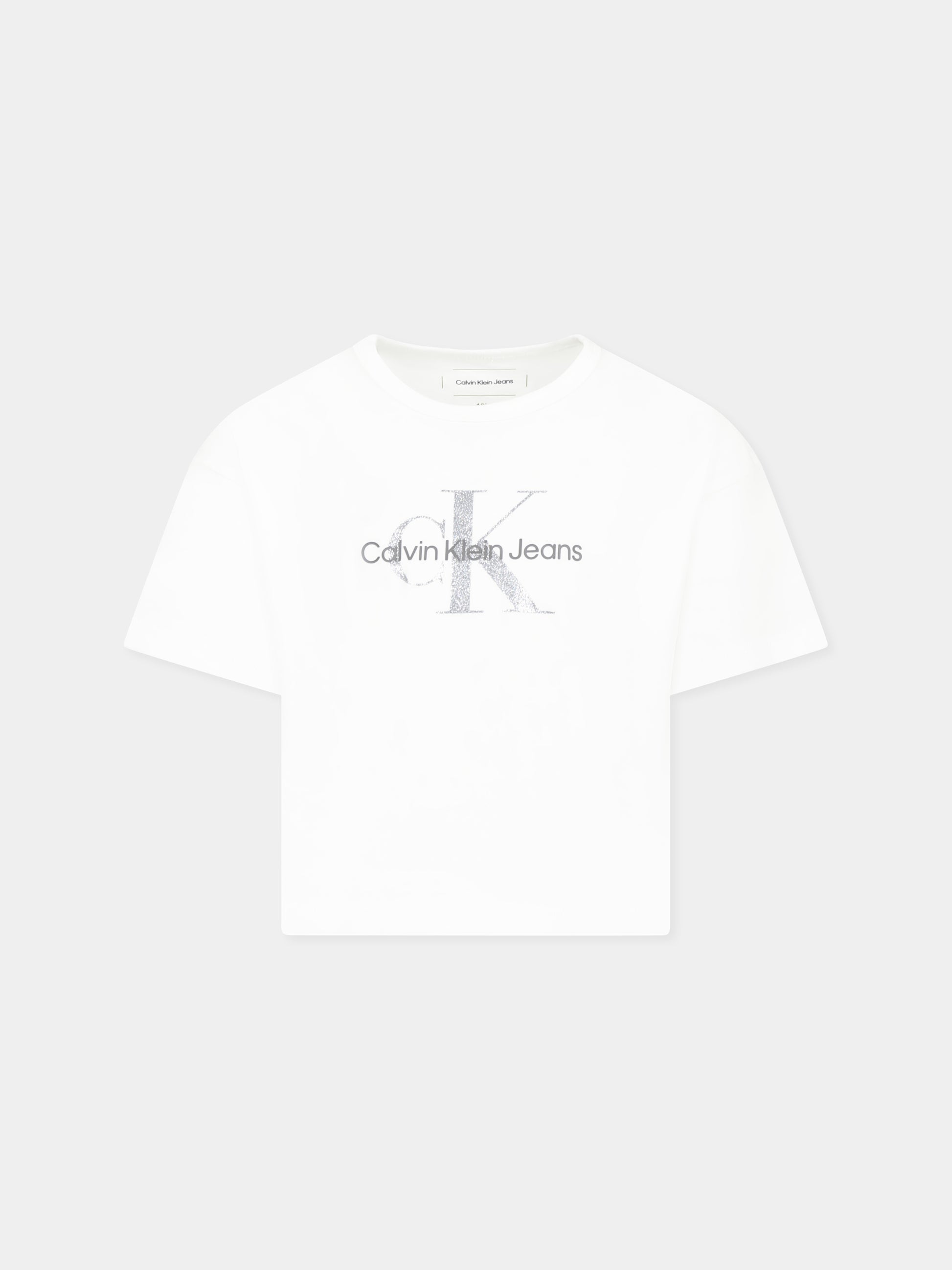 T-shirt bianca per bambina con logo,Calvin Klein Kids,24F CKIG0IG02801J IG0IG02801 YAF