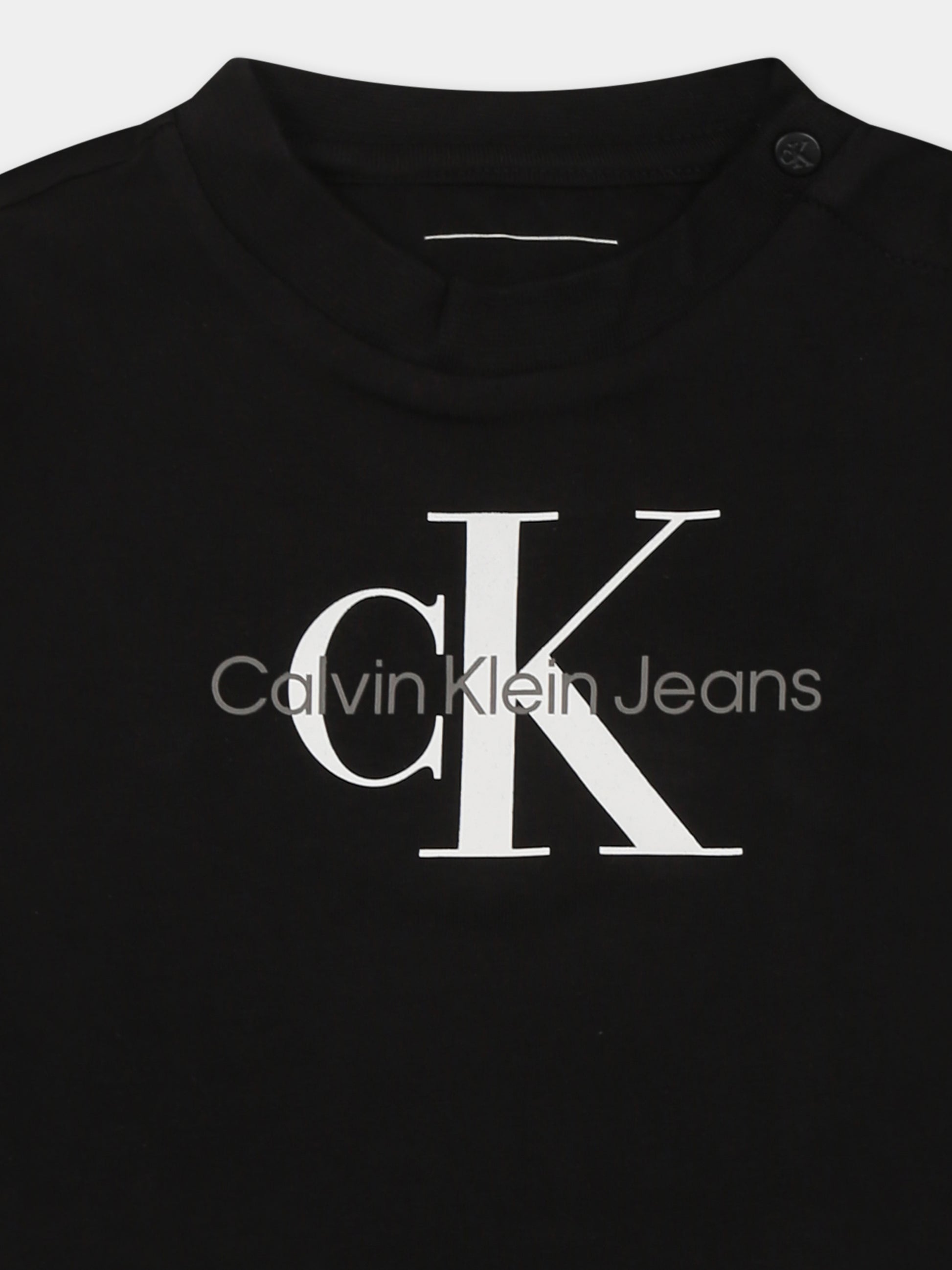 T-shirt nera per neonati con logo,Calvin Klein Kids,24F CKIN0IN00001J IN0IN00001 BEH