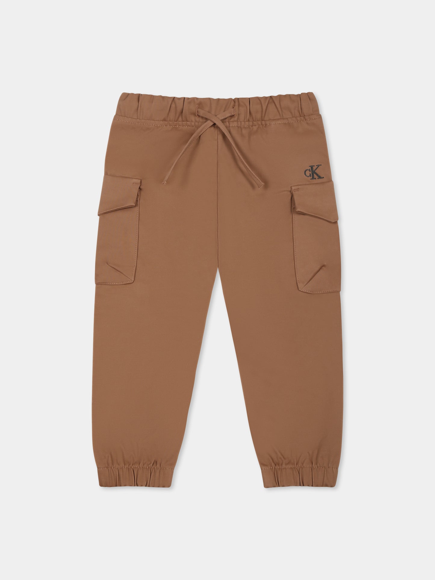 Pantaloni marroni per neonato con logo,Calvin Klein Kids,24F CKIN0IN00195J IN0IN00195 GU1