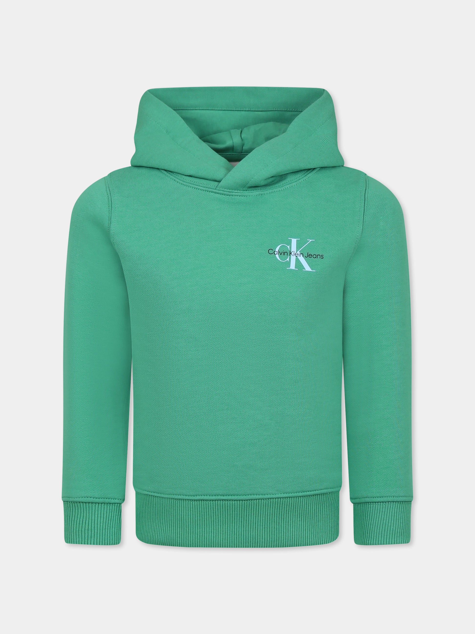 Felpa verde per bambini con logo,Calvin Klein Kids,24F CKIU0IU00266J IU0IU00266 L1S