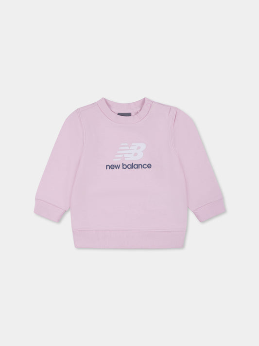 Felpa rosa per neonata con logo,New Balance,25S NBLAKG0157 LAKG0157 LIR