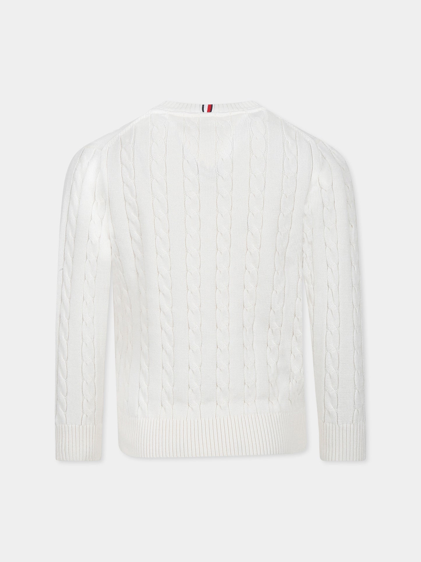 Ivory sweater for boy with flag