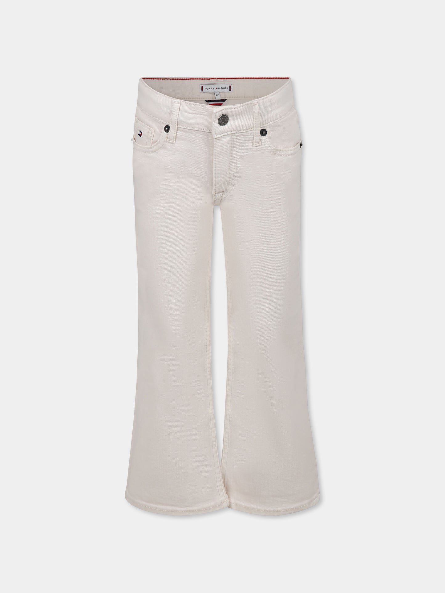 Jeans avorio per bambina con logo,Tommy Hilfiger Junior,24F THKG0KG08274J KG0KG08274 1CD