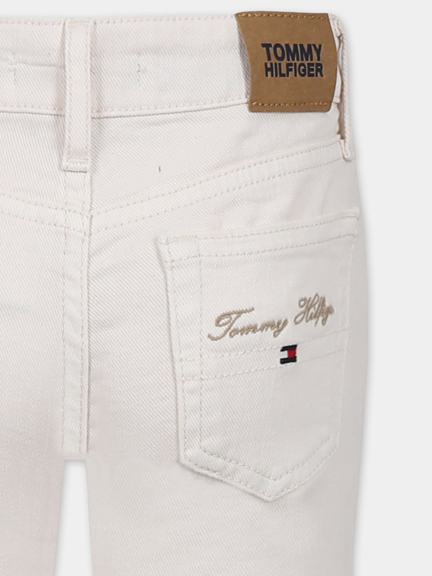 Jeans avorio per bambina con logo,Tommy Hilfiger Junior,24F THKG0KG08274J KG0KG08274 1CD