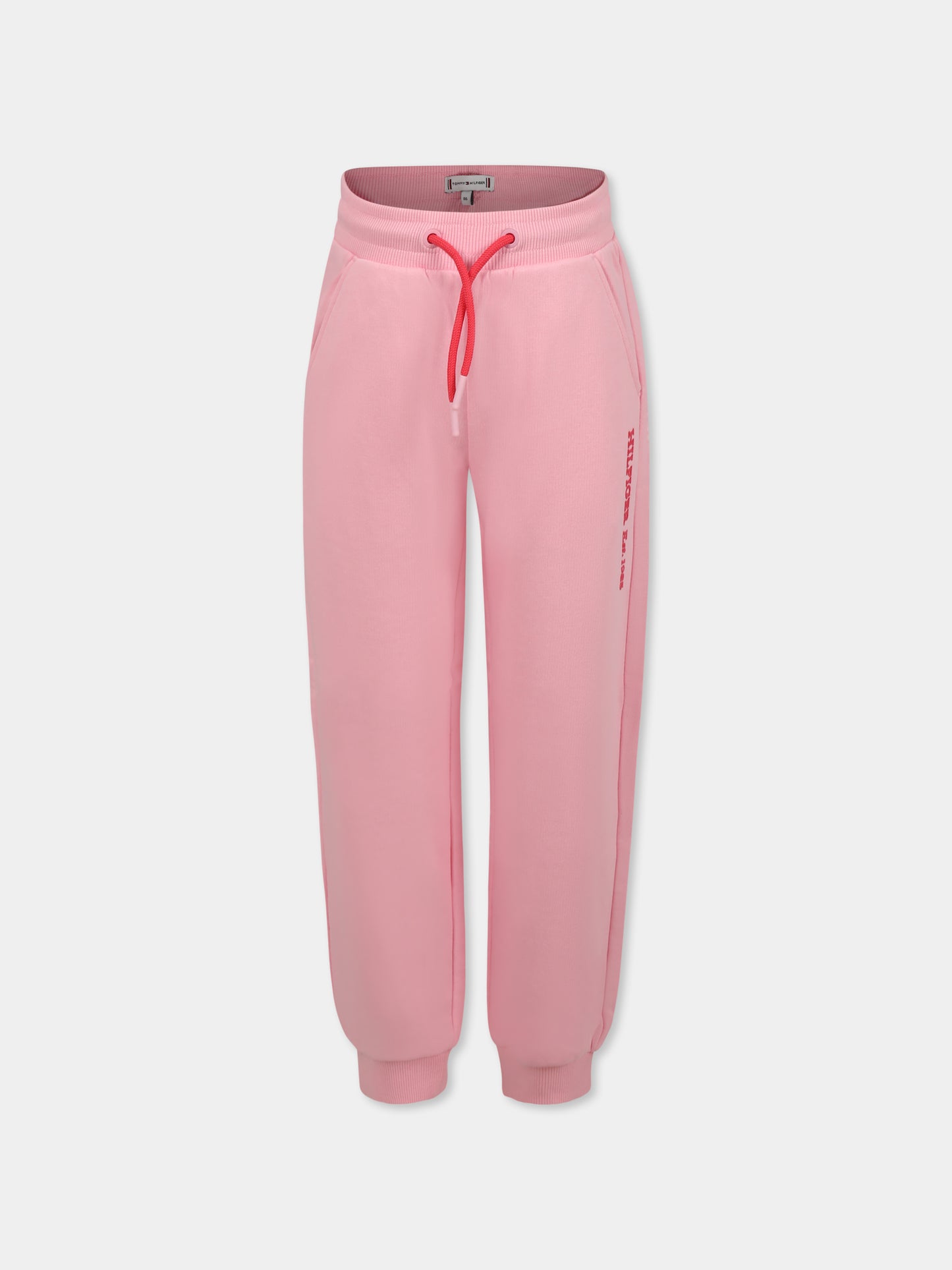 Pantaloni rosa per bambina con logo rosso,Tommy Hilfiger Junior,24F THKG0KG08325J KG0KG08325 TPF