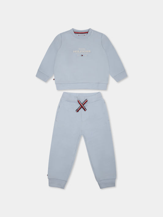 Completo celeste per neonato con logo,Tommy Hilfiger Junior,24F THKN0KN01978J KN0KN01978 C1O