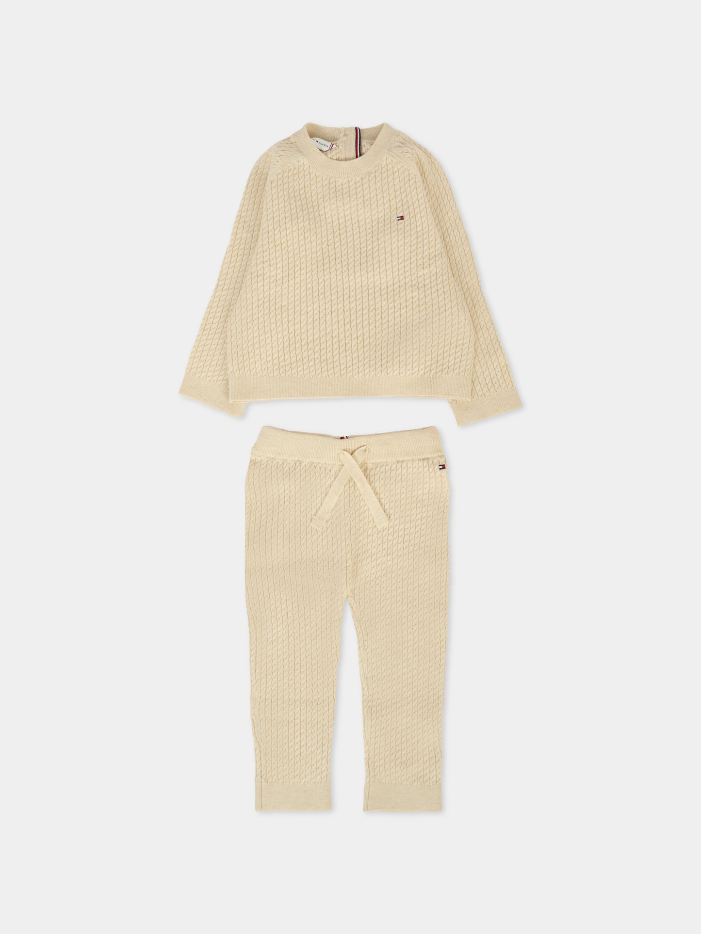 Completo nascita beige per neonati con bandierina,Tommy Hilfiger Junior,24F THKN0KN01983J KN0KN01983 GLK