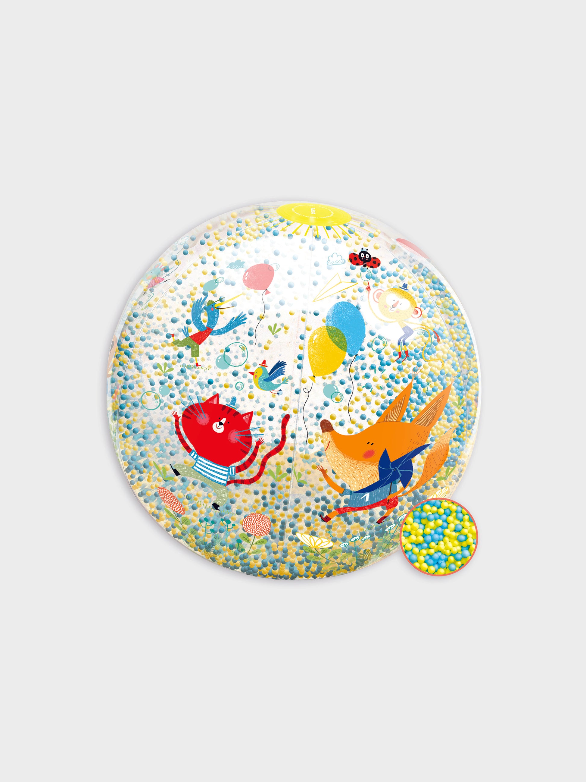 Pallone Bolle multicolor per bambini con stampa animali,Djeco,DJ00175