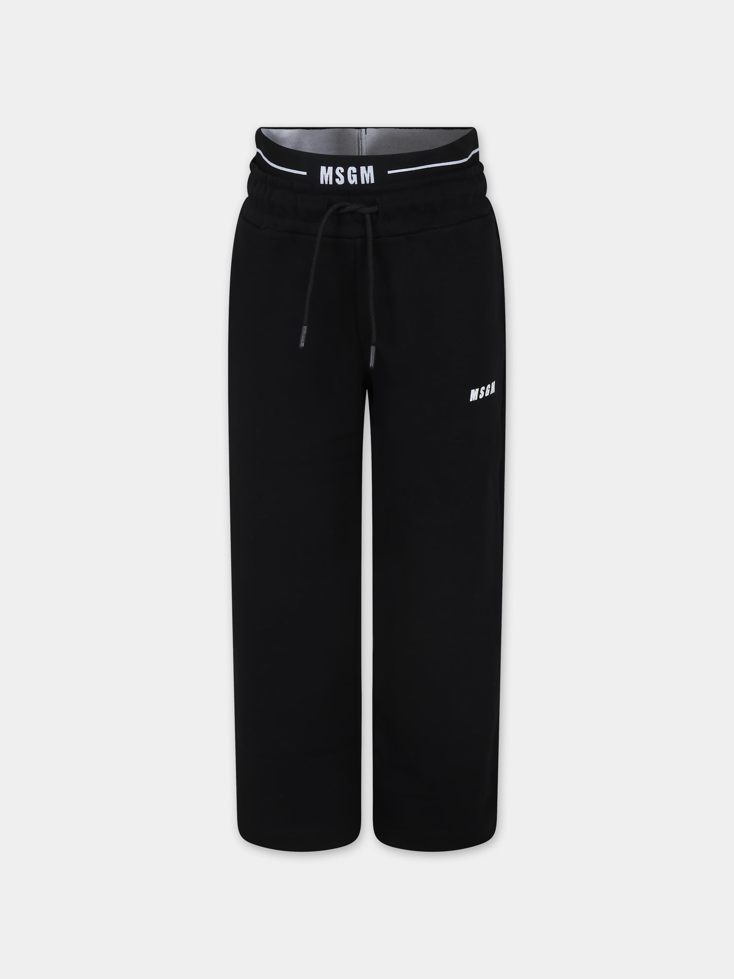 Pantaloni neri per bambini con logo,Msgm Kids,S4MSJGFP028 110