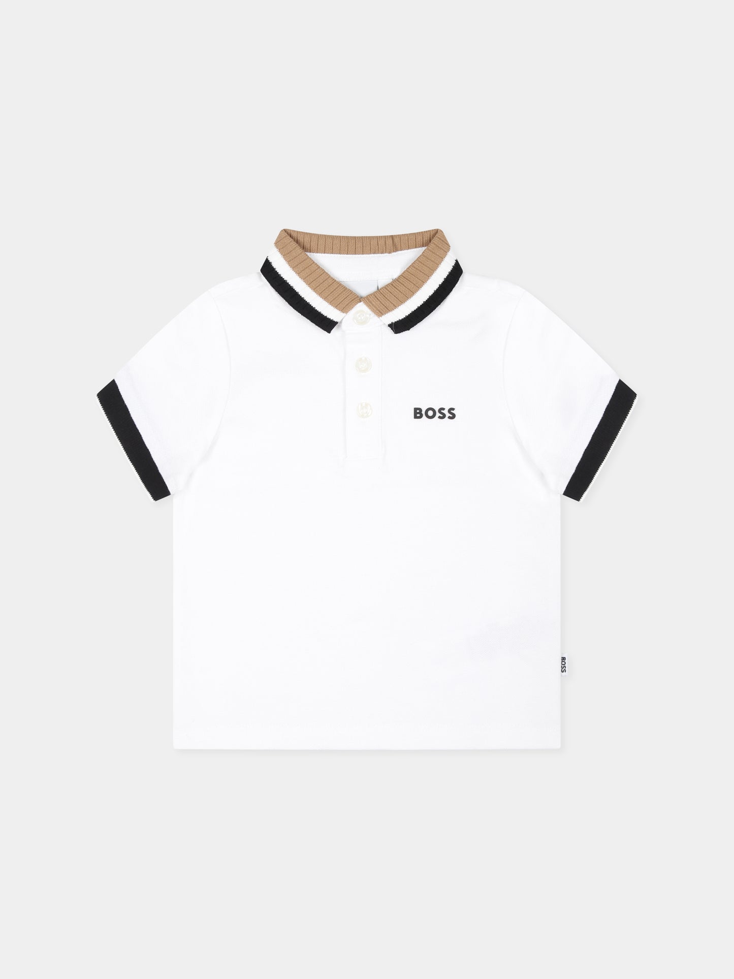 Polo bianca per neonato con logo,Boss,J05A35 10P