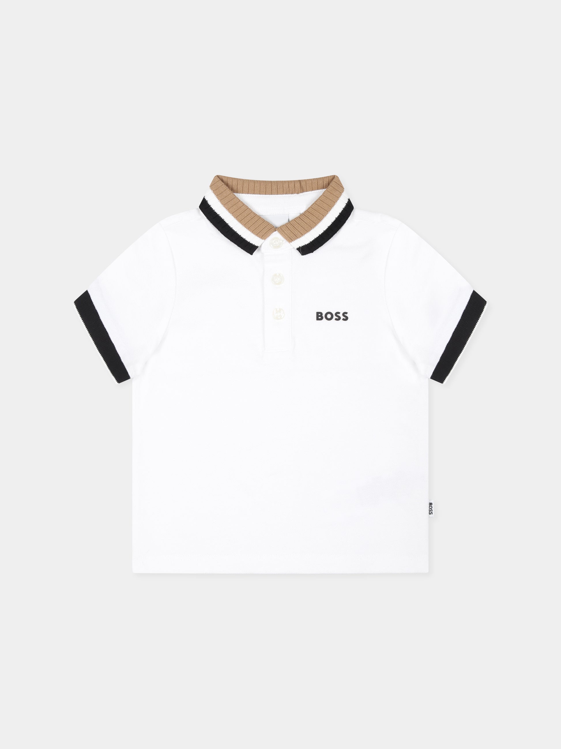 Polo bianca per neonato con logo,Boss,J05A35 10P