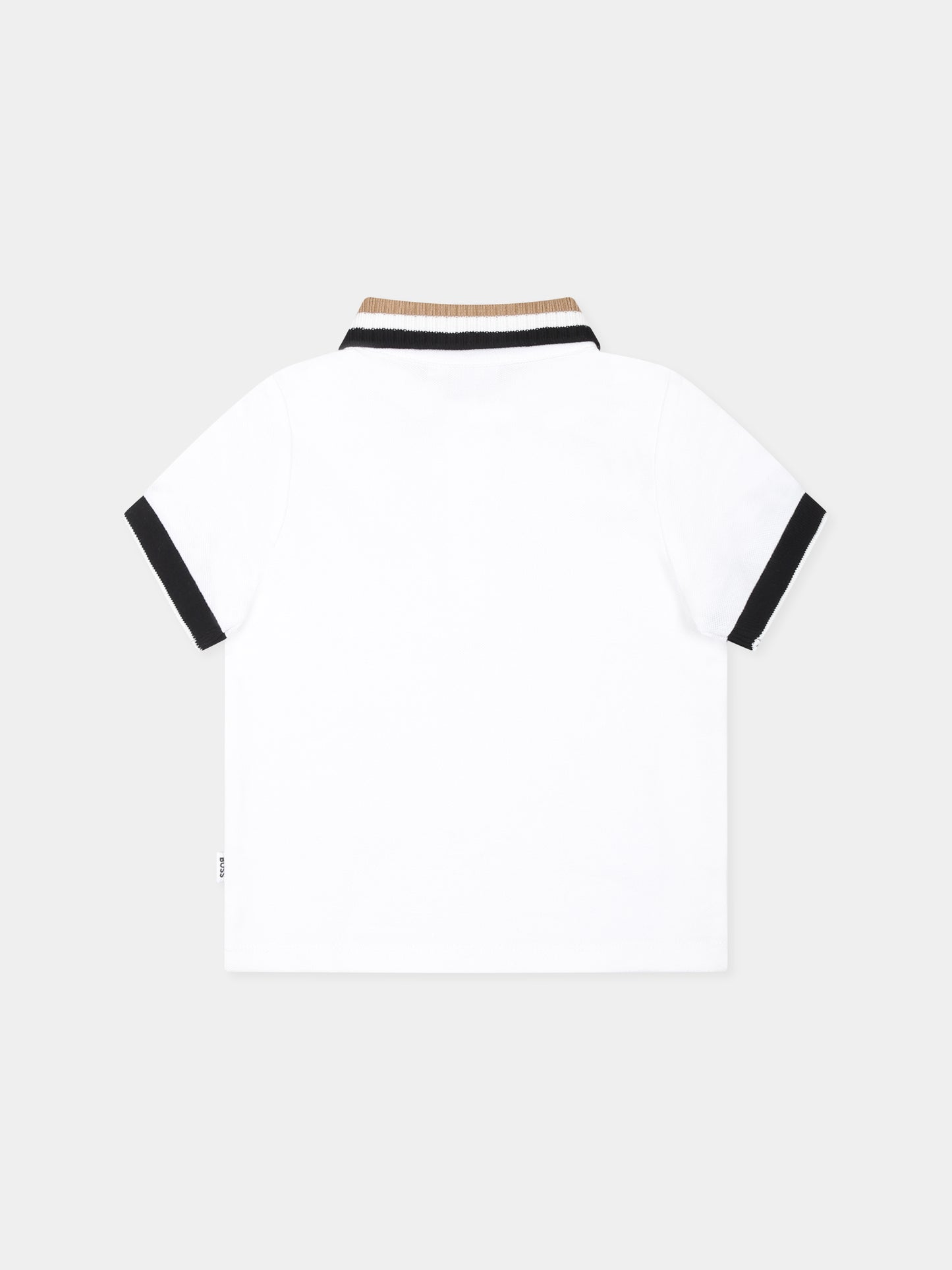 Polo bianca per neonato con logo,Boss,J05A35 10P