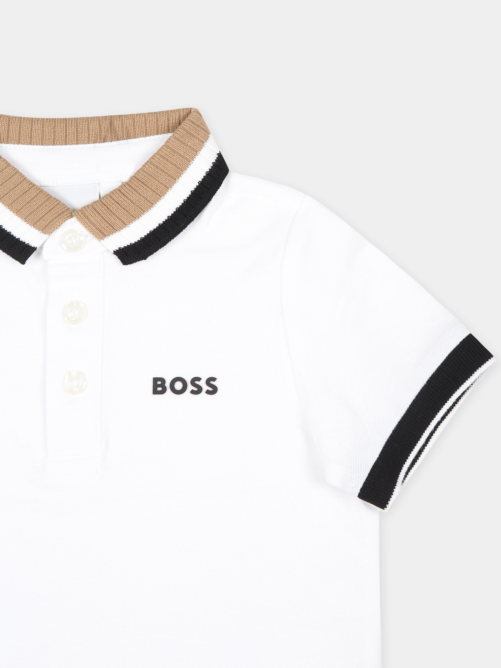 Polo bianca per neonato con logo,Boss,J05A35 10P