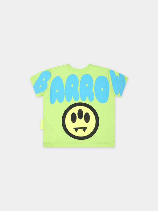 T-shirt verde per neonati con smile e logo,Barrow,S4BKUNTH141 253