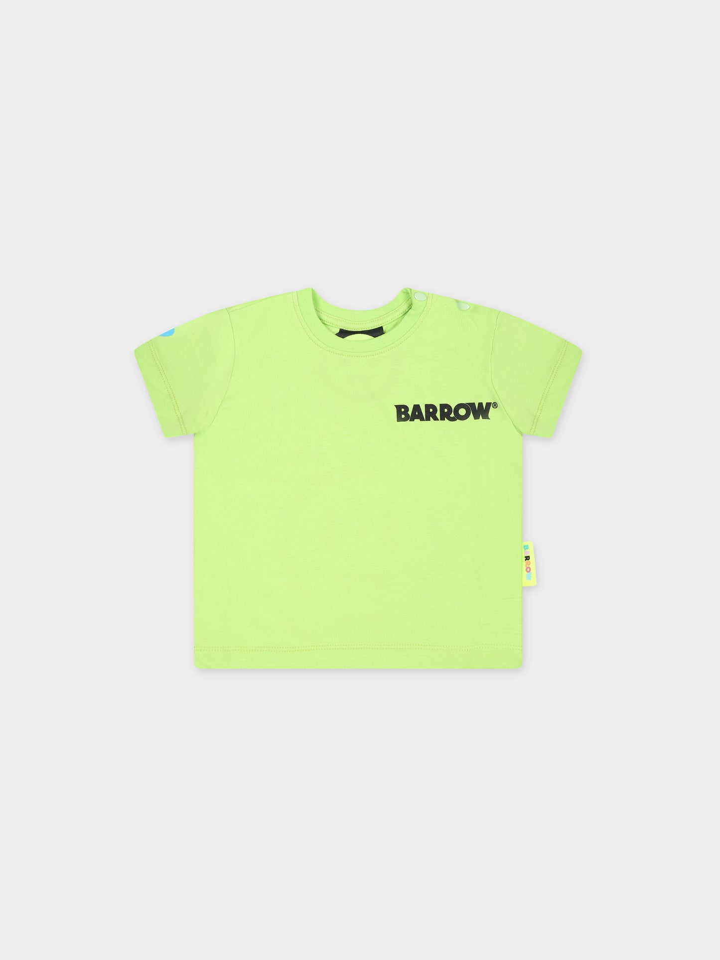 T-shirt verde per neonati con smile e logo,Barrow,S4BKUNTH141 253