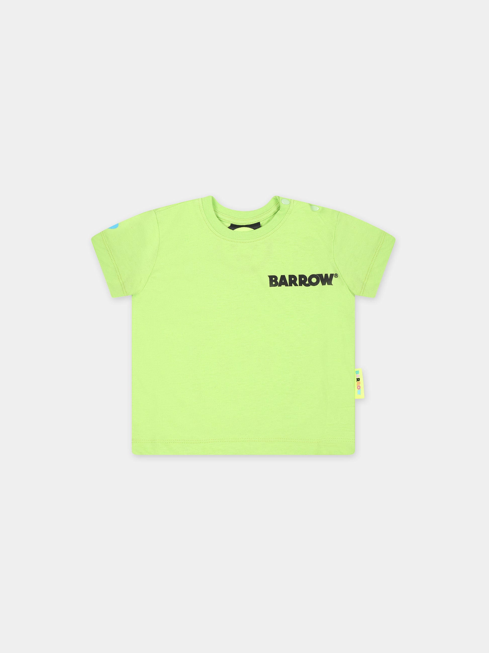 T-shirt verde per neonati con smile e logo,Barrow,S4BKUNTH141 253