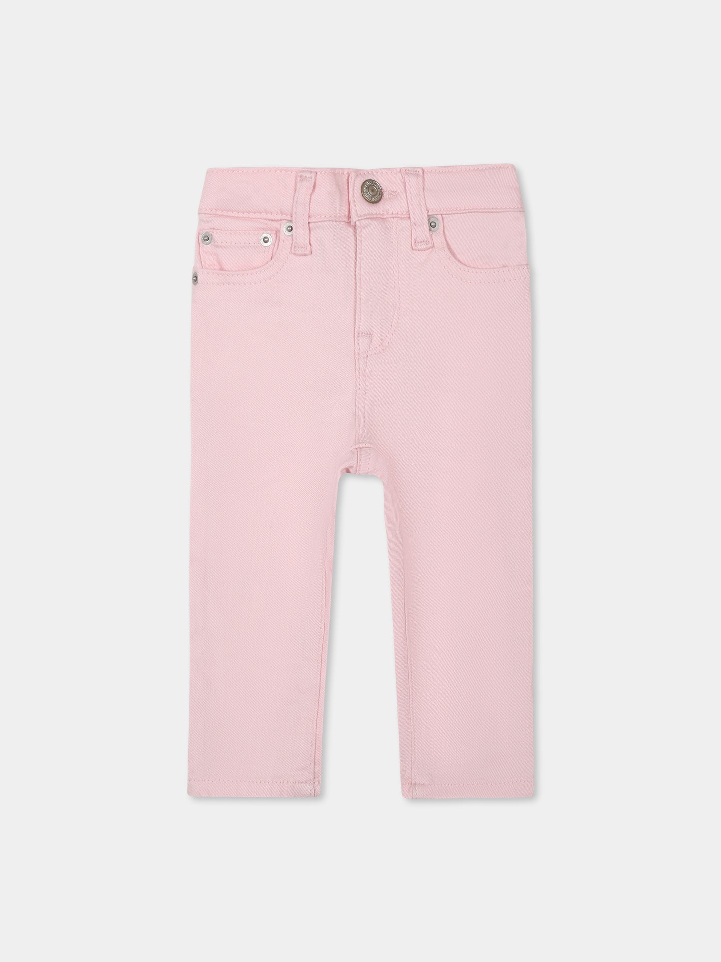 Jeans rosa per neonata con logo,Ralph Lauren Kids,945049001 FRAZEE WASH