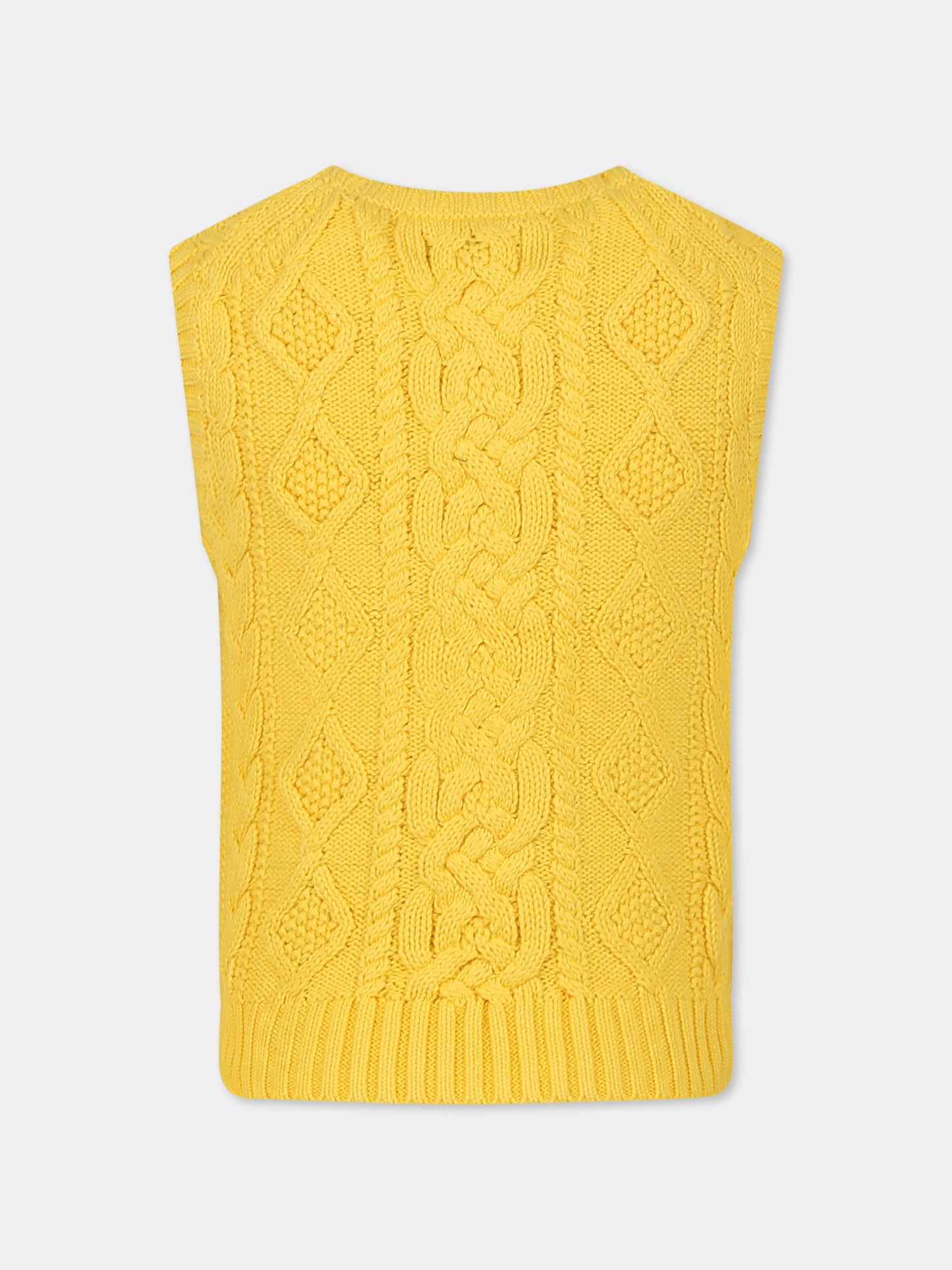 Gilet giallo per bambina con cavallino,Ralph Lauren Kids,956963001 CANARY YELLOW W/ BELMNT