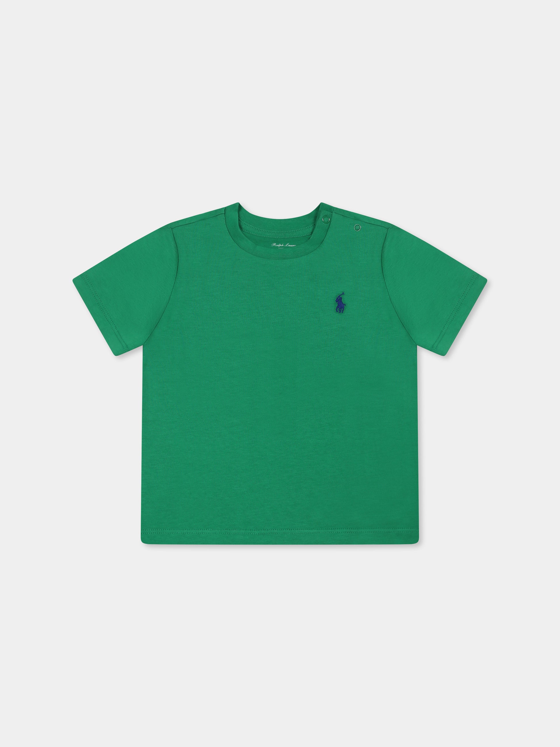 T-shirt verde per neonato con cavallino,Ralph Lauren Kids,832904146 STEM/C7318