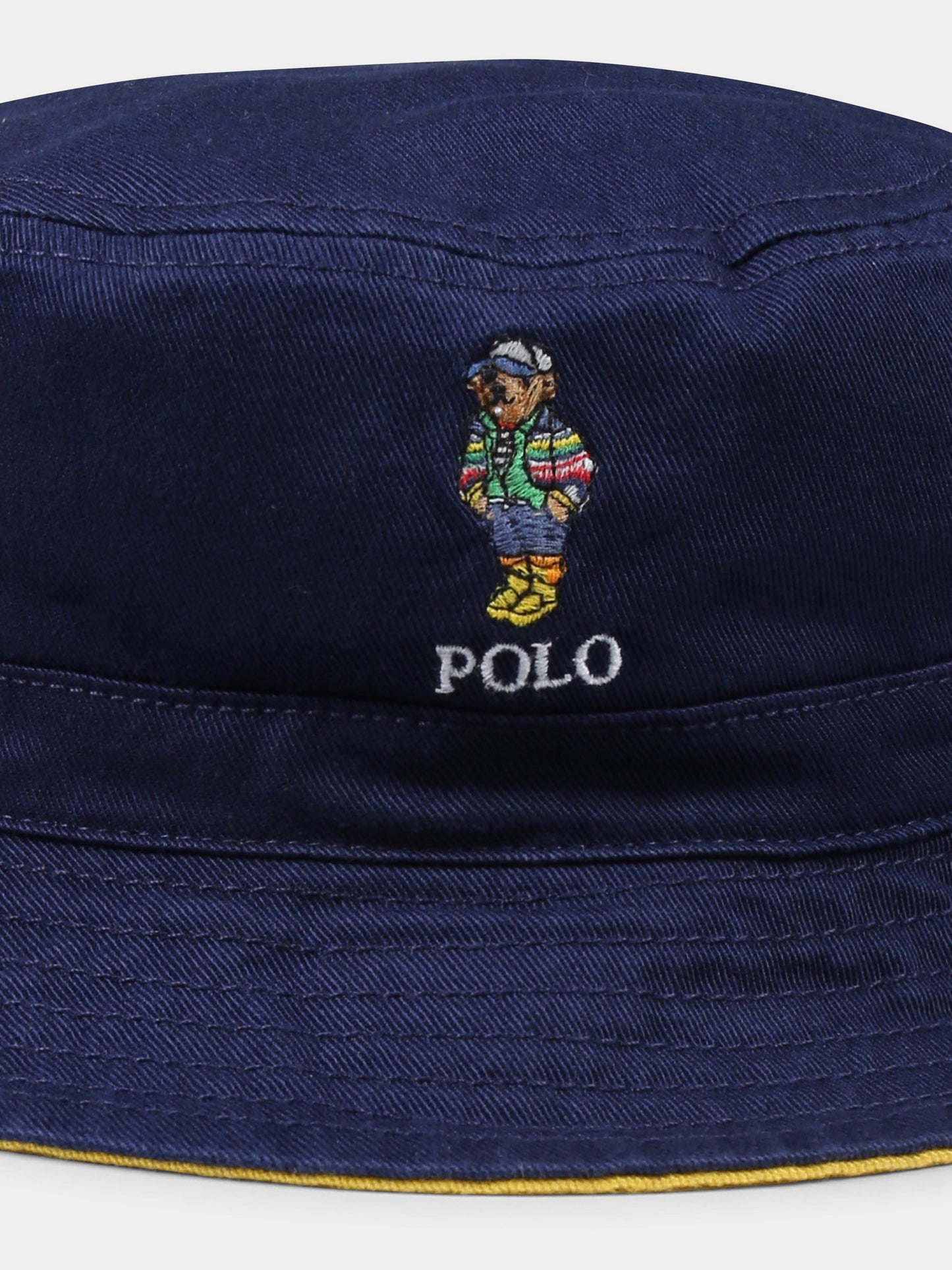 Reversible blue cloche for boy with Polo Bear