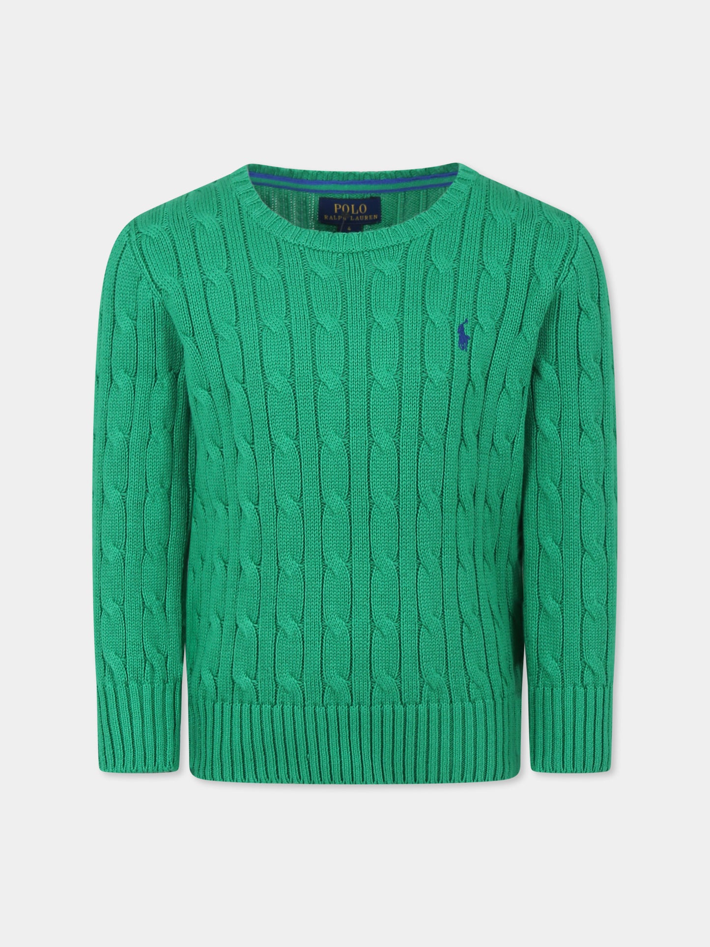 Maglione verde per bambino con cavallino,Ralph Lauren Kids,702674072 STEM/C7284