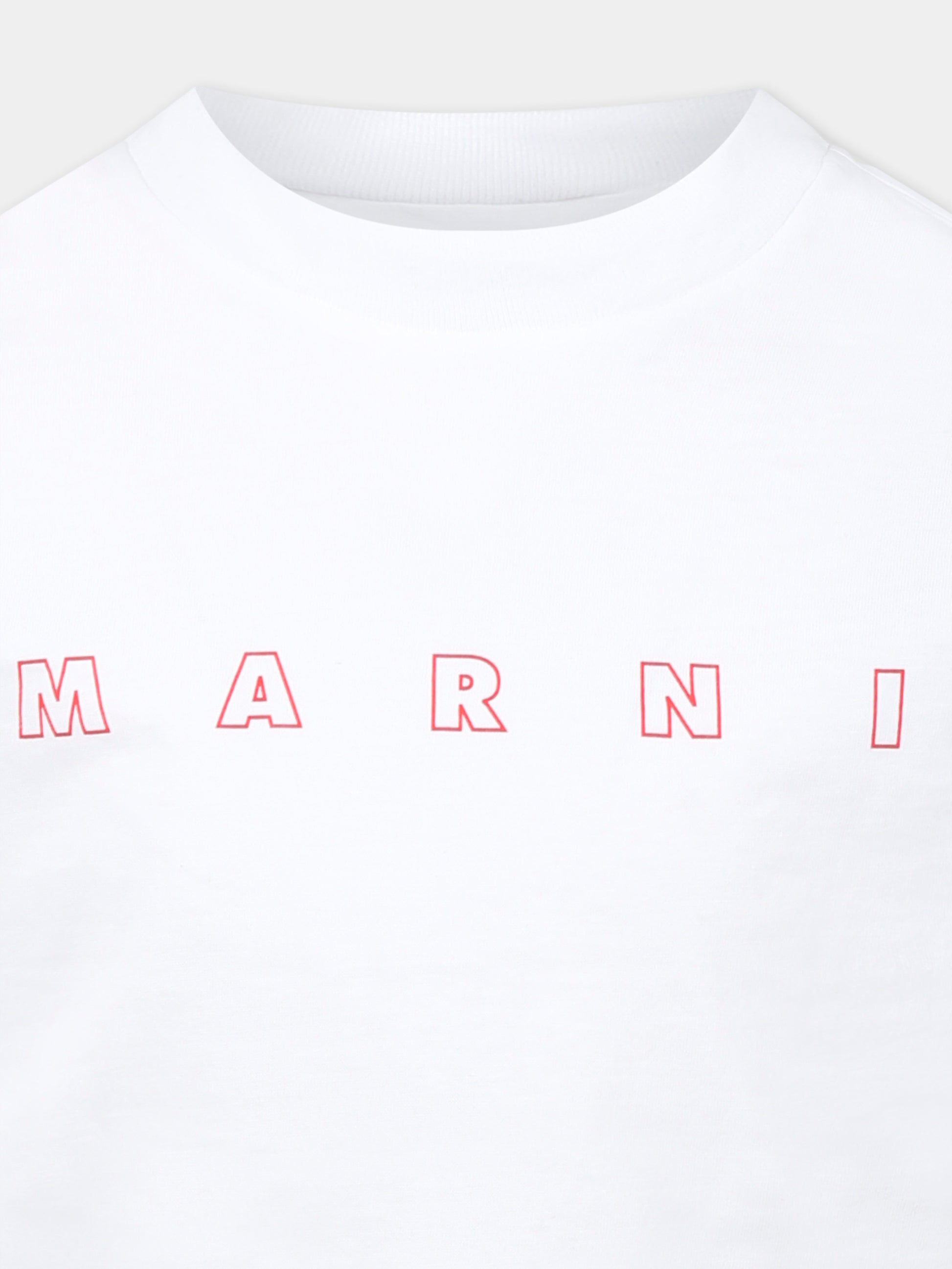 T-shirt bianca per bambini con logo,Marni Kids,M01466 M00RF MT279U 0M100