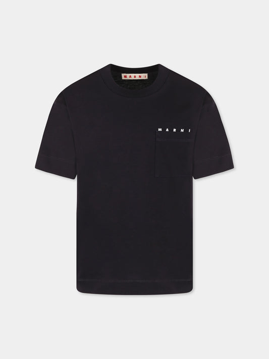 T-shirt blu per bambini con logo,Marni Kids,M01415 M00RF MT272U 0M803
