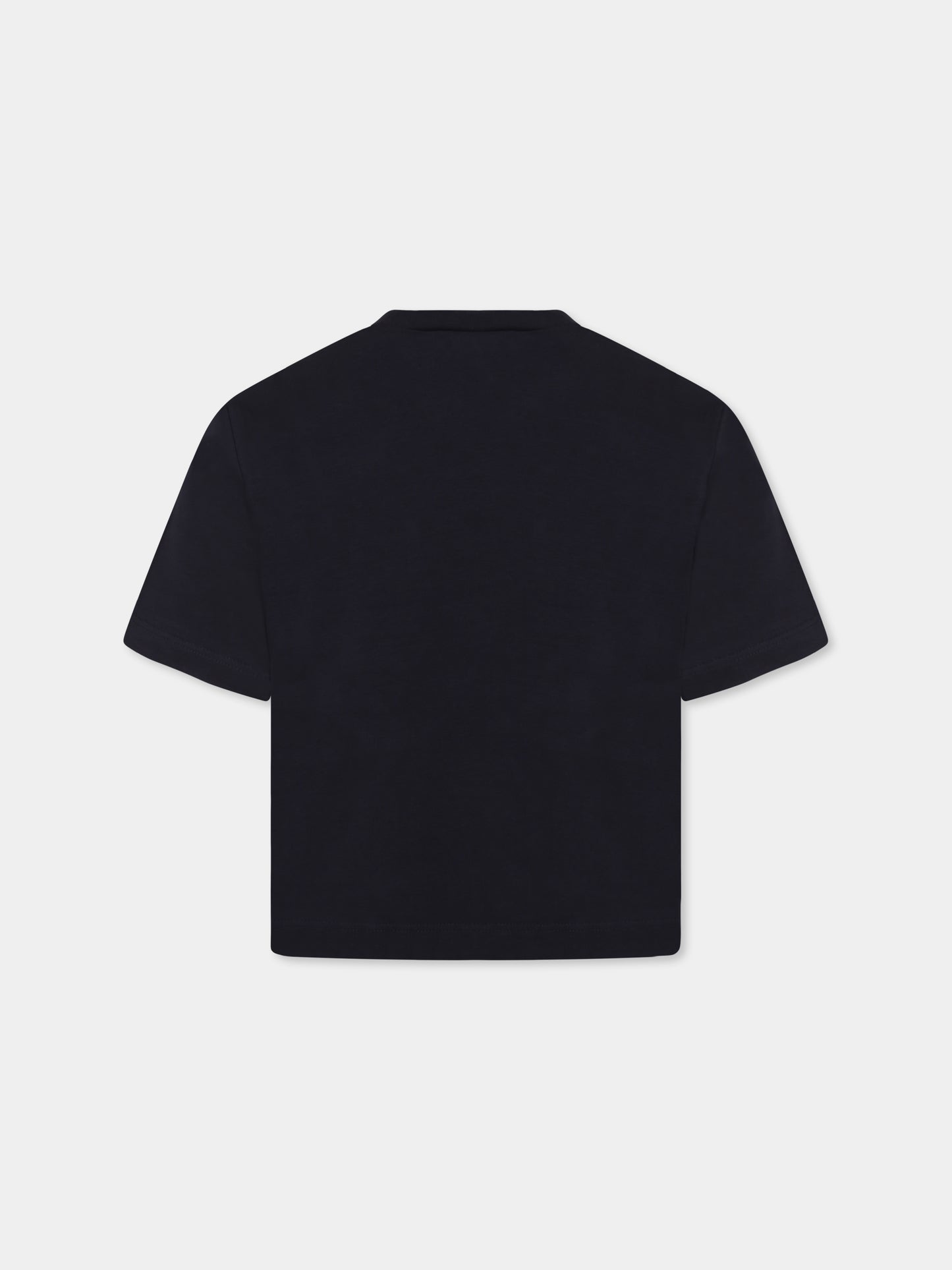 T-shirt blu crop per bambina con logo argentato metallizzato,Marni Kids,M01317 M00HZ MT256F 0M803