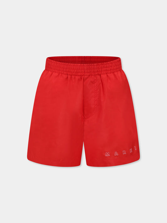 Boxer mare rossi per bambino con logo bianco,Marni Kids,M01379 M00SD MM24U 0M416