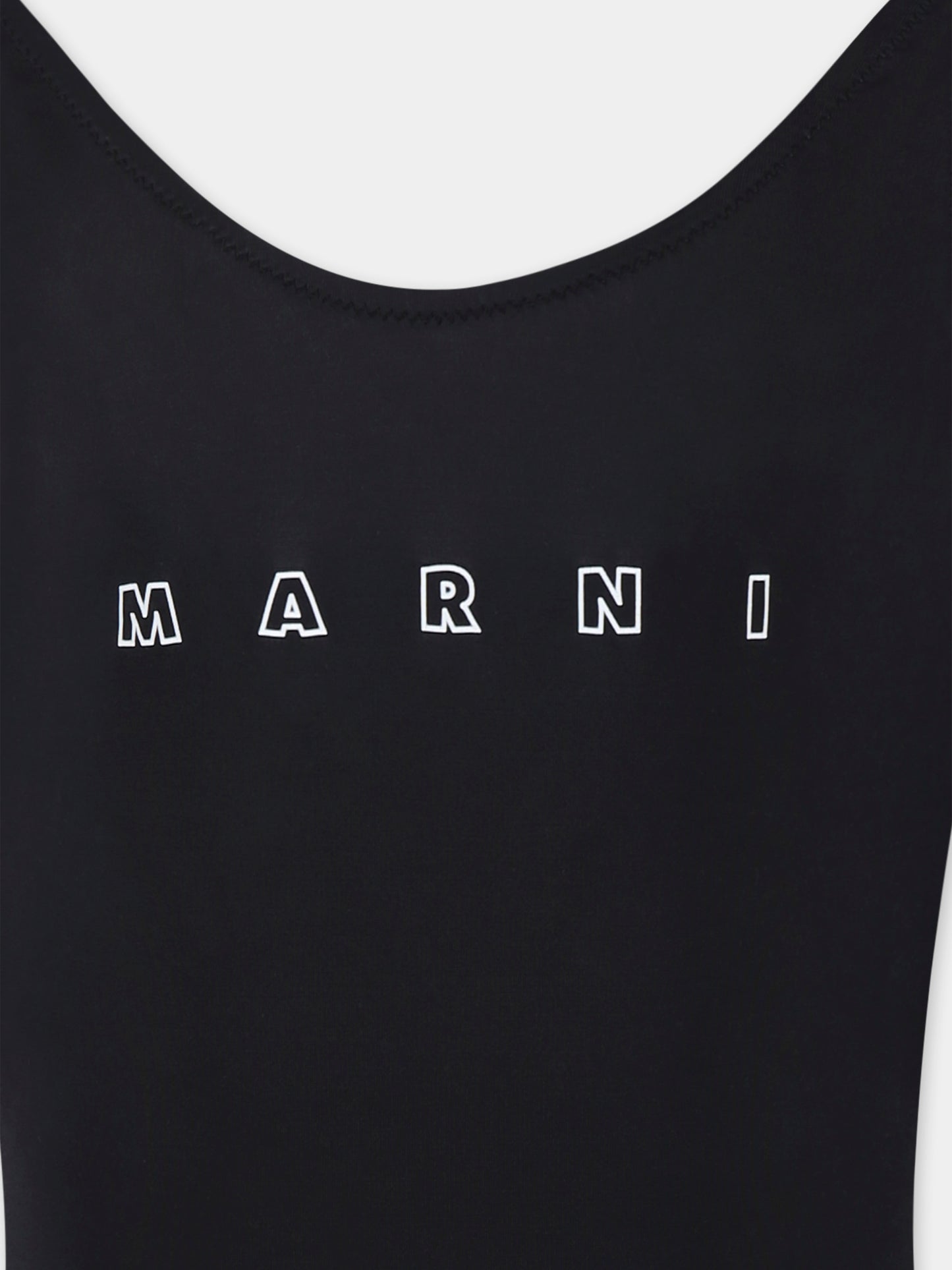 Costume intero nero per bambina con logo bianco,Marni Kids,M01350 M00M2 MM20F 0M900