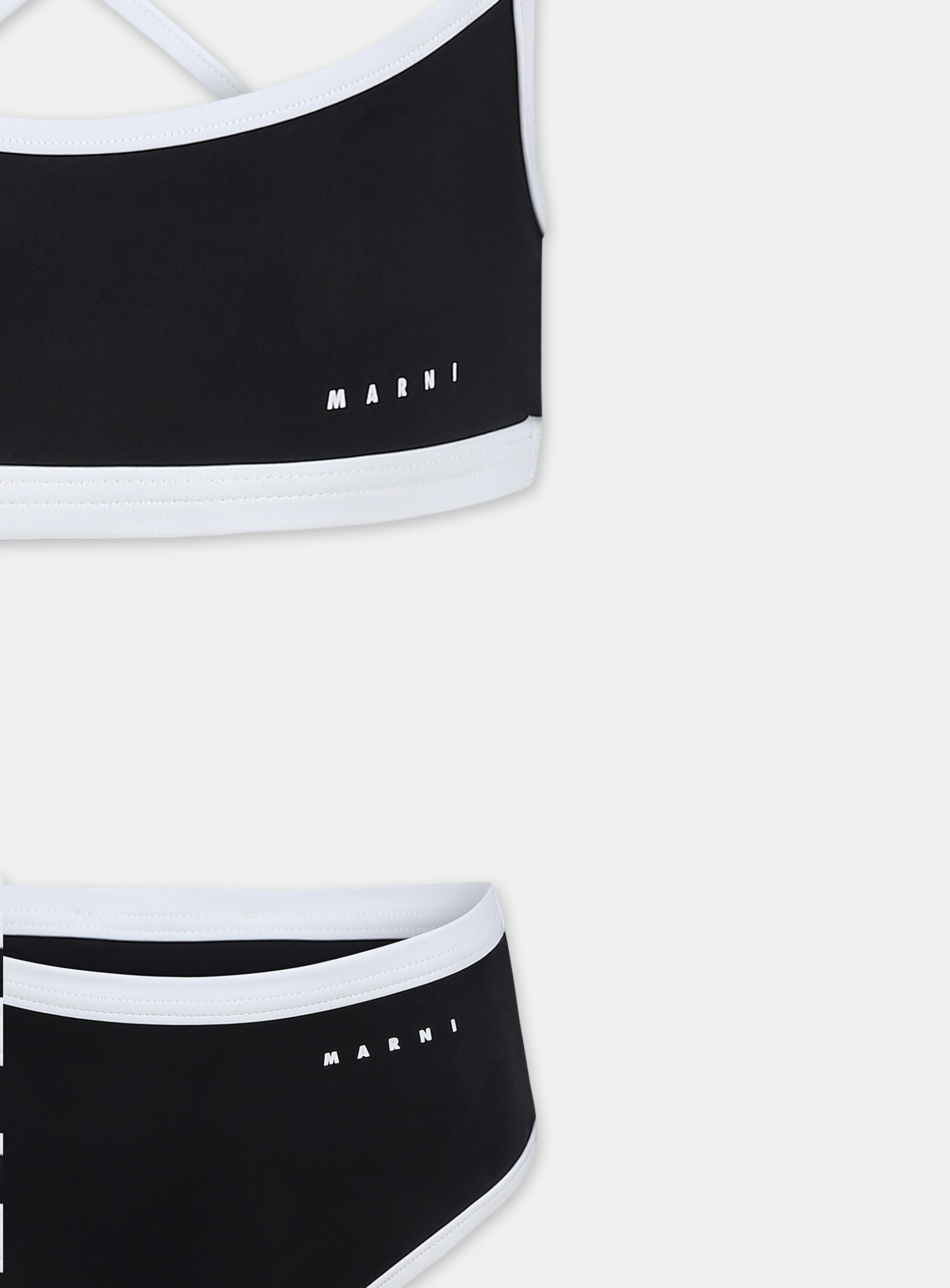 Bikini nero per bambina con logo,Marni Kids,M01352 M00M2 MM22F 0M900