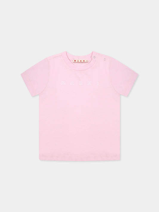 T-shirt rosa per neonata con logo,Marni Kids,M01438 M00RF MT276B 0M347