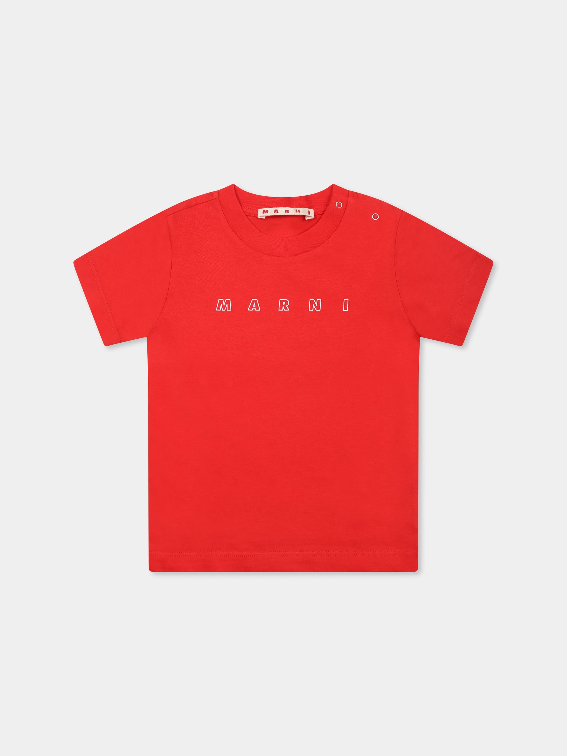 T-shirt rossa per neonati con logo,Marni Kids,M01438 M00RF MT276B 0M416