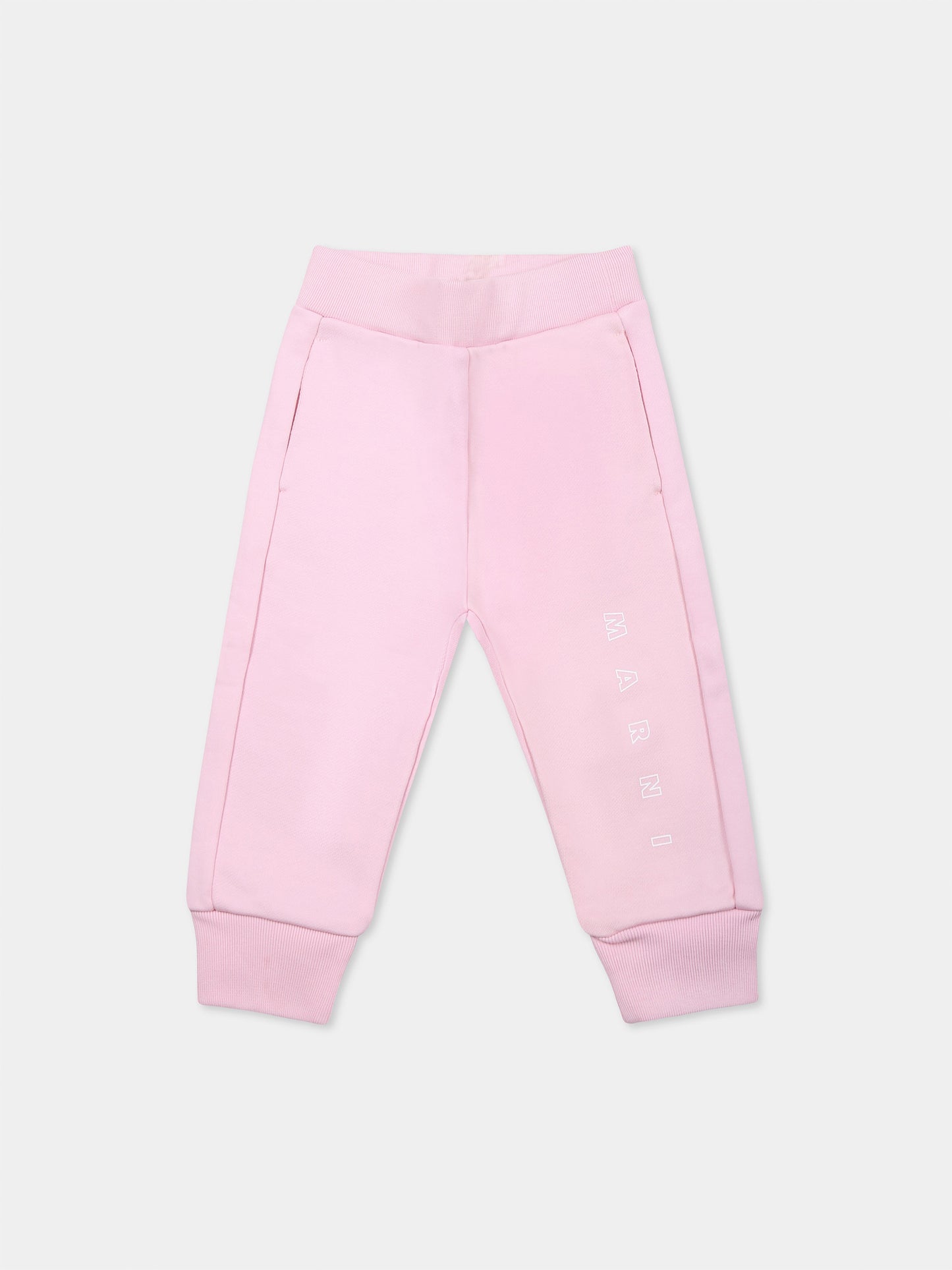 Pink trousers for baby girl with logo