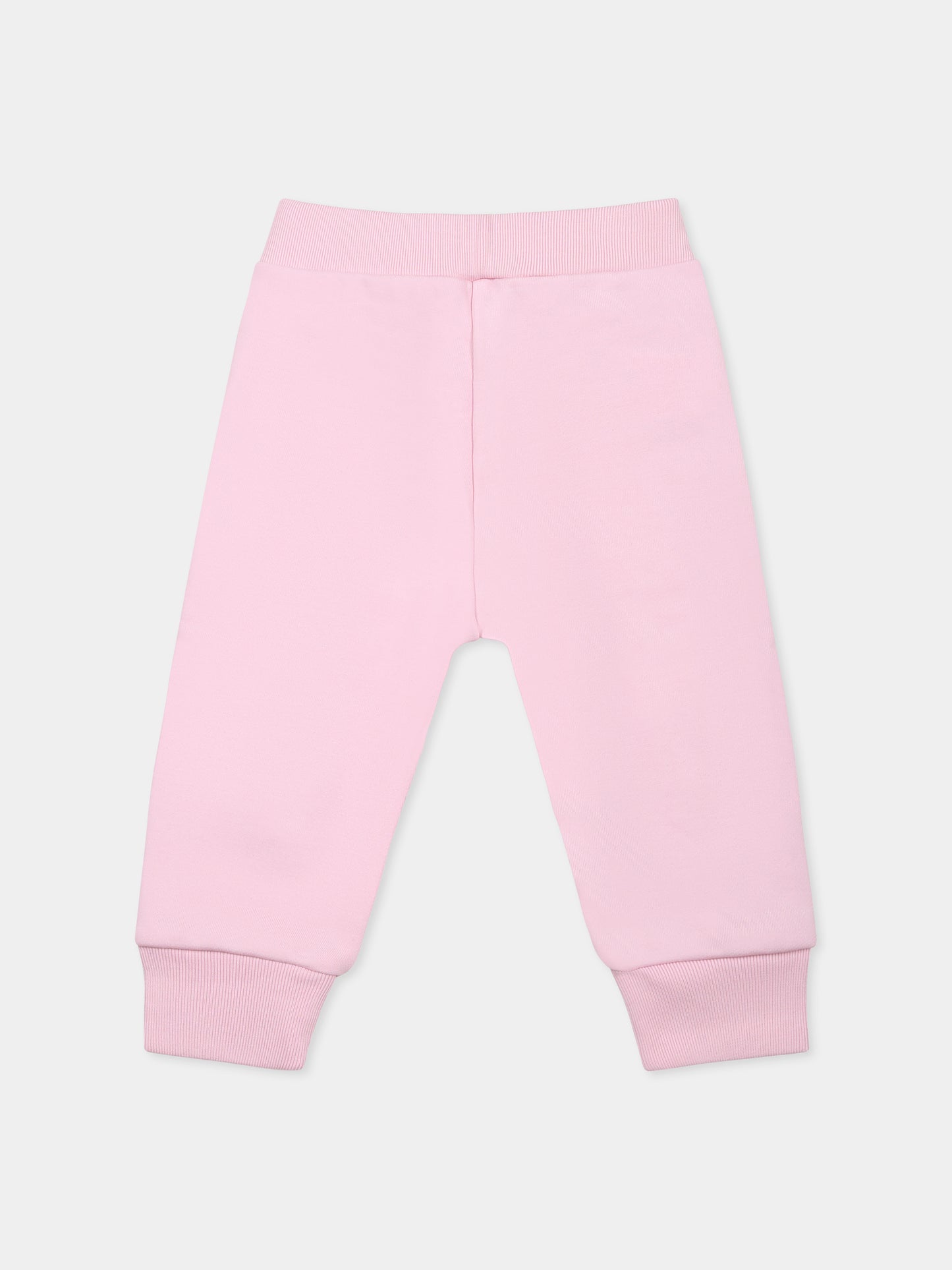 Pink trousers for baby girl with logo