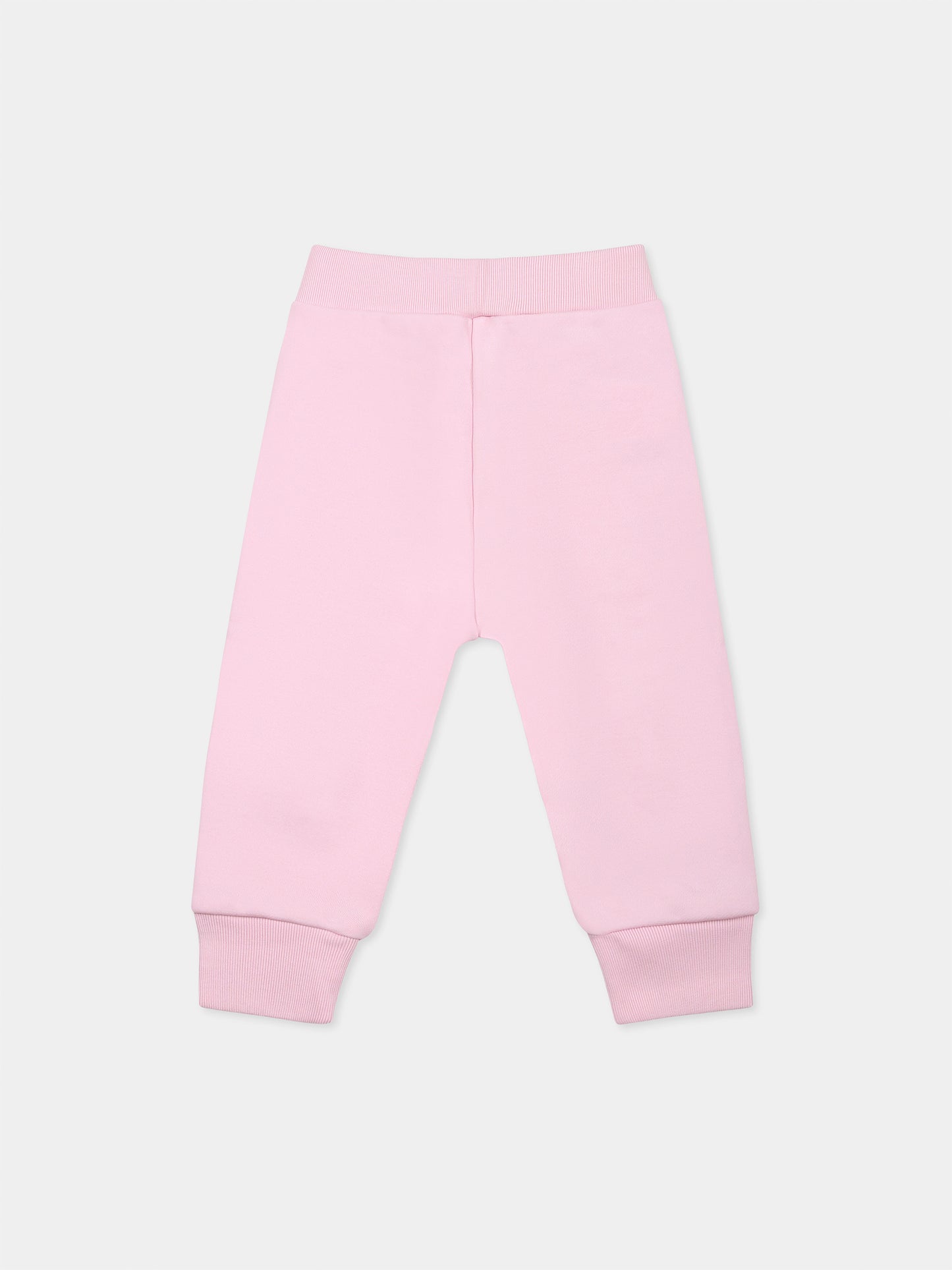 Pink trousers for baby girl with logo