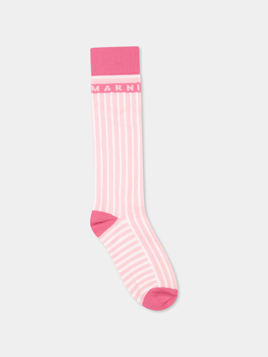 Calze rosa per bambina con logo,Marni Kids,M01473 M00UE MZ34F 0M347