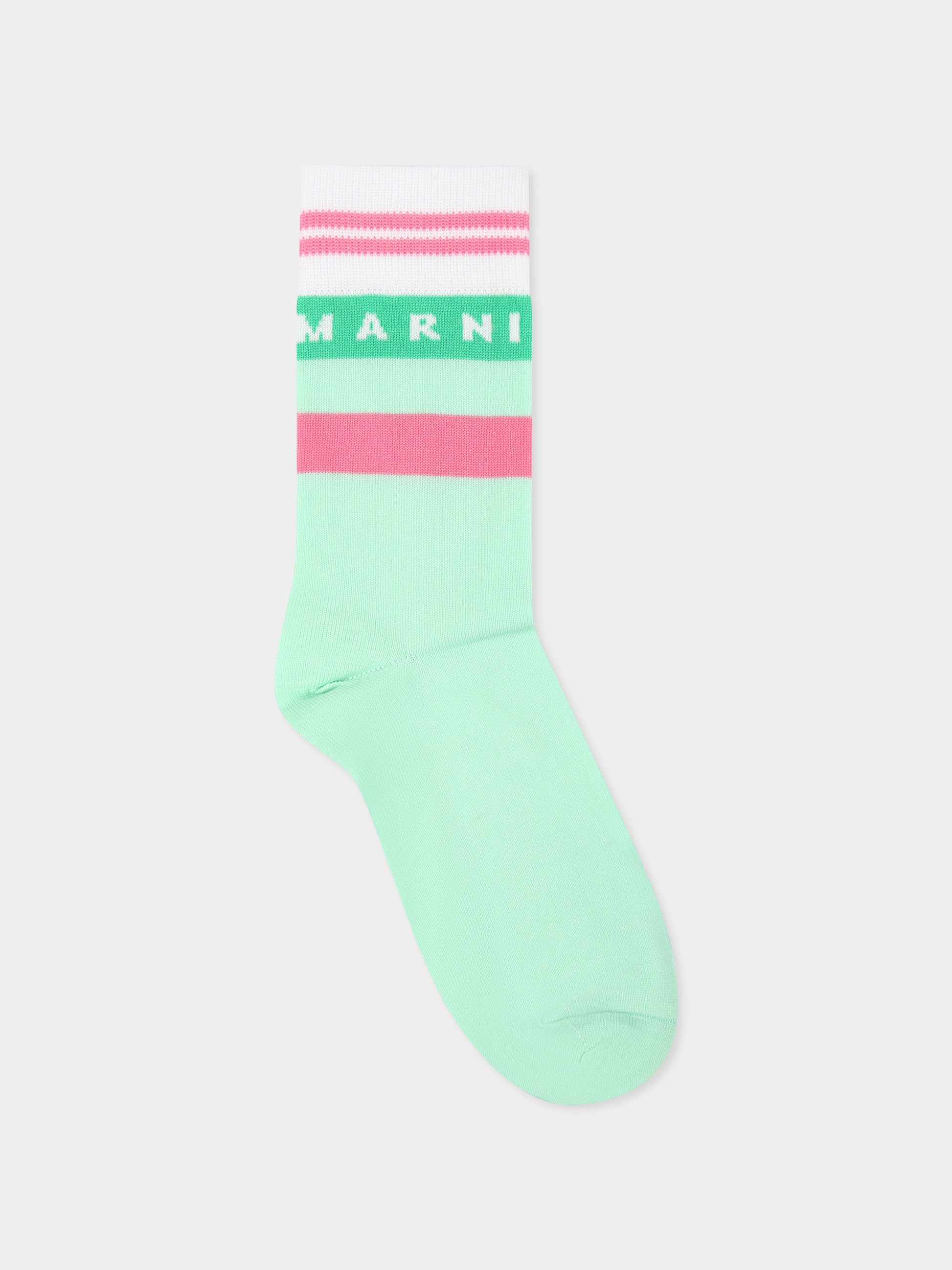 Calze verdi per bambina con logo,Marni Kids,M01486 M00TY MZ36F 0M851