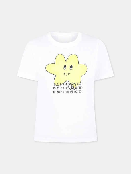 White T-shirt for kids with star and logo