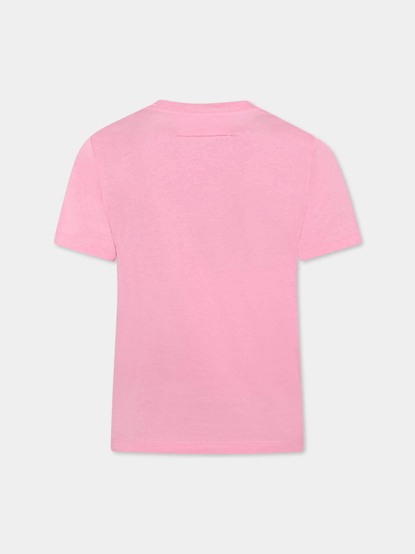 Pink T-shirt for girl with star and logo