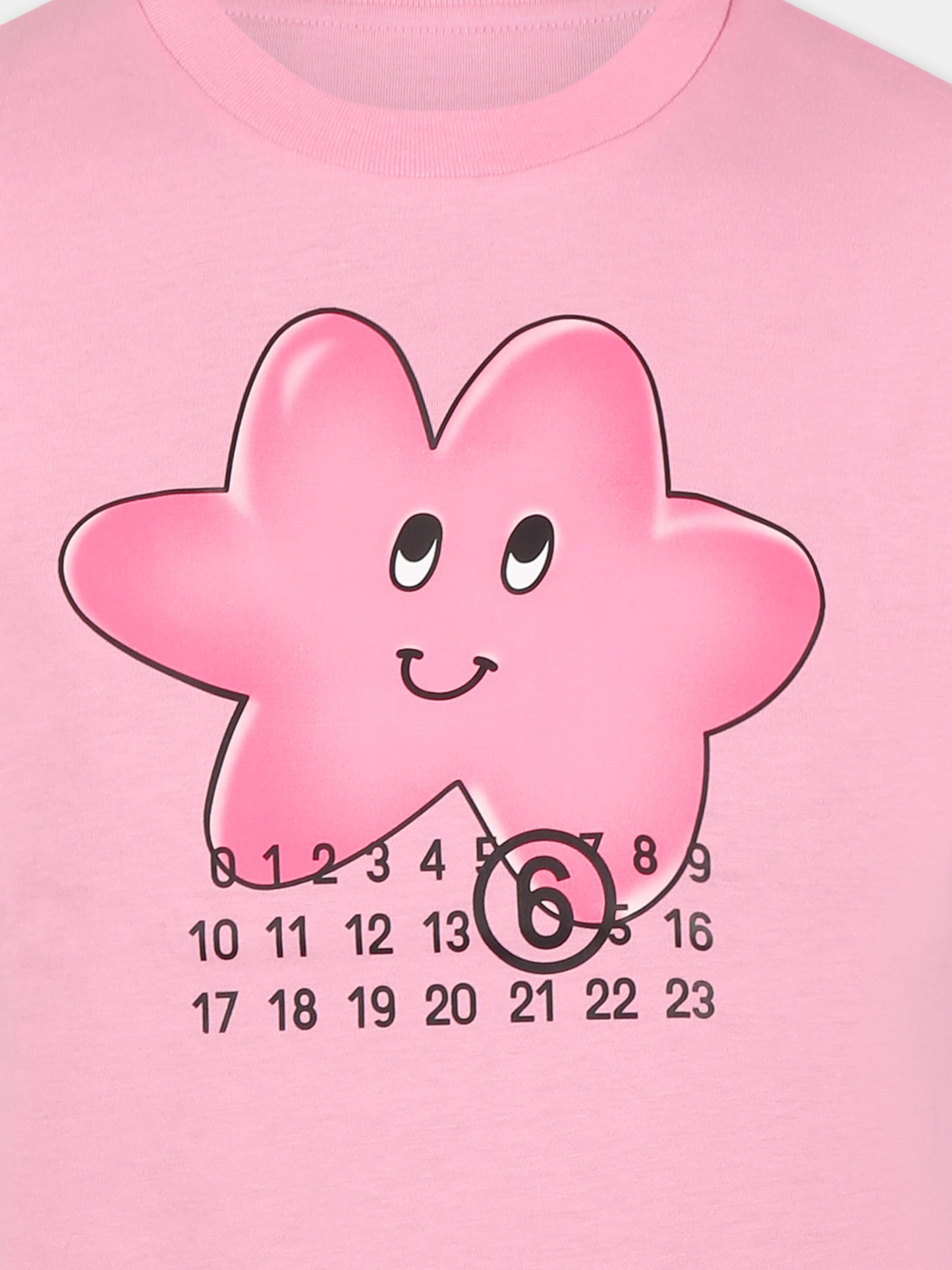 Pink T-shirt for girl with star and logo